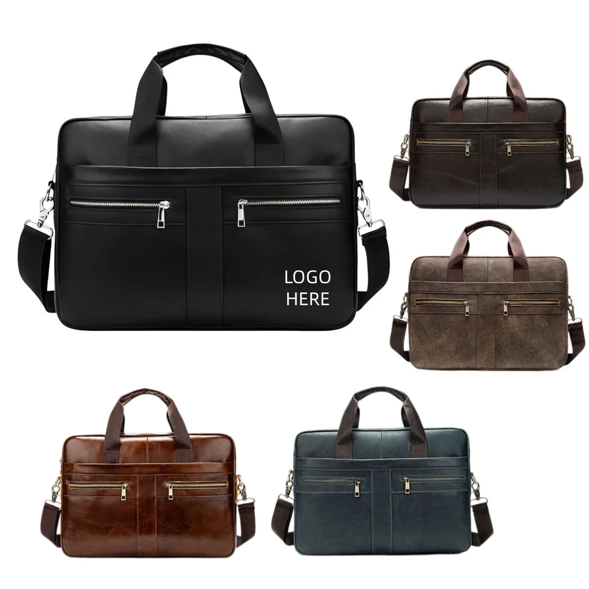 MOQ5 Men's Leather Briefcase Business Bag 1
