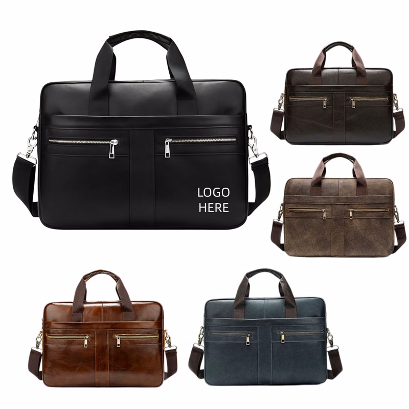MOQ5 Men's Leather Briefcase Business Bag