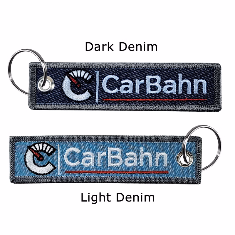 1" x 4" Two Sided Embroidered Medium Size Denim Key Ring