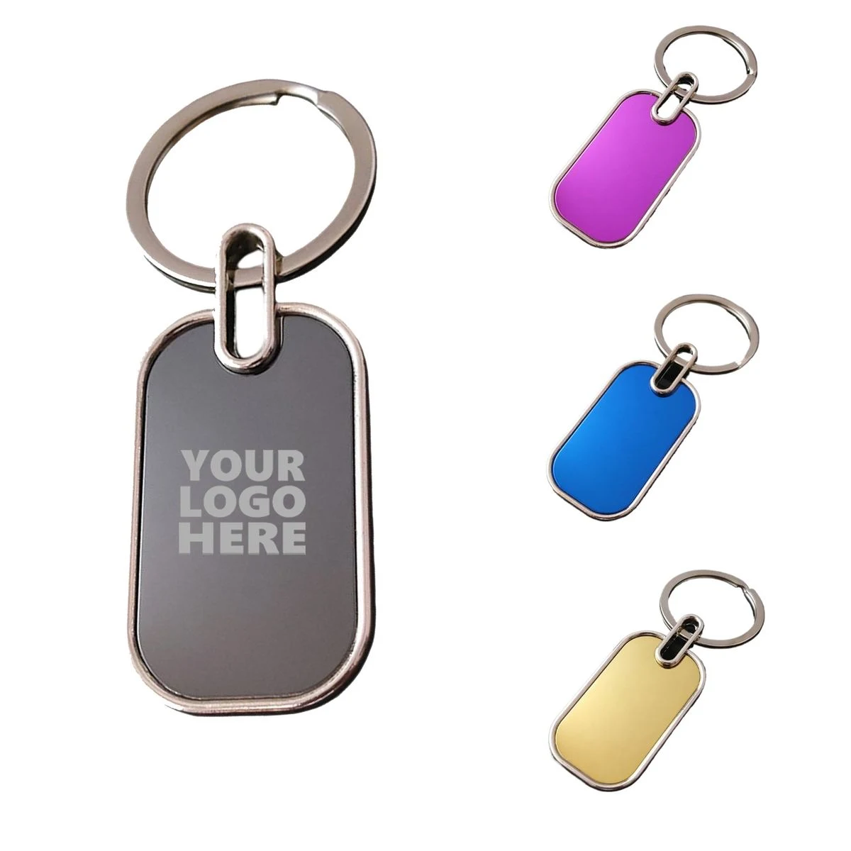 Square Metal Zinc Alloy Keychain 1