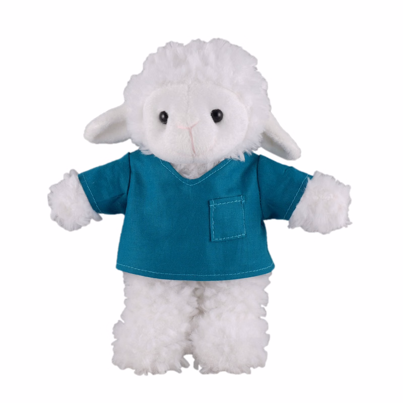 Soft Plush Stuffed Sheep in scrub shirt