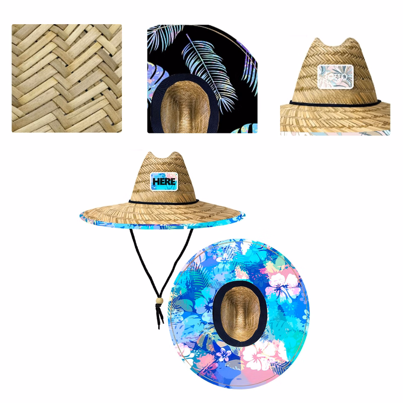 MOQ50 Custom Sun Protection Straw Lifeguard Hat With Logo