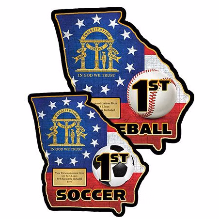 Plaque: Georgia State 8" , MDF 3/8 thick Wood,
