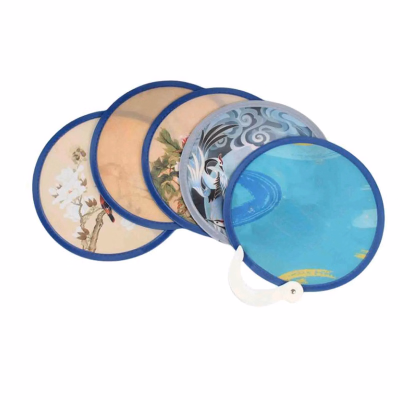 Folding Flyer Disc Hand Fan with Pouch Full Color