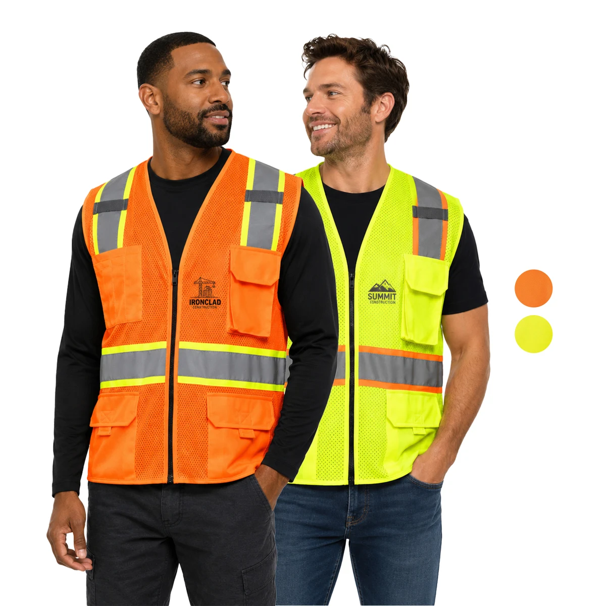 3.8 Oz. Polyester Class 2 Reflective Safety Vest With 4 Pockets & Dual Mic Tabs 1