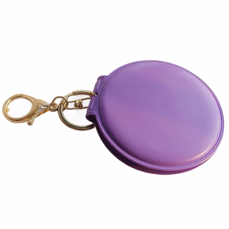 Foldable PU Leather Compact Mirror with Keychain