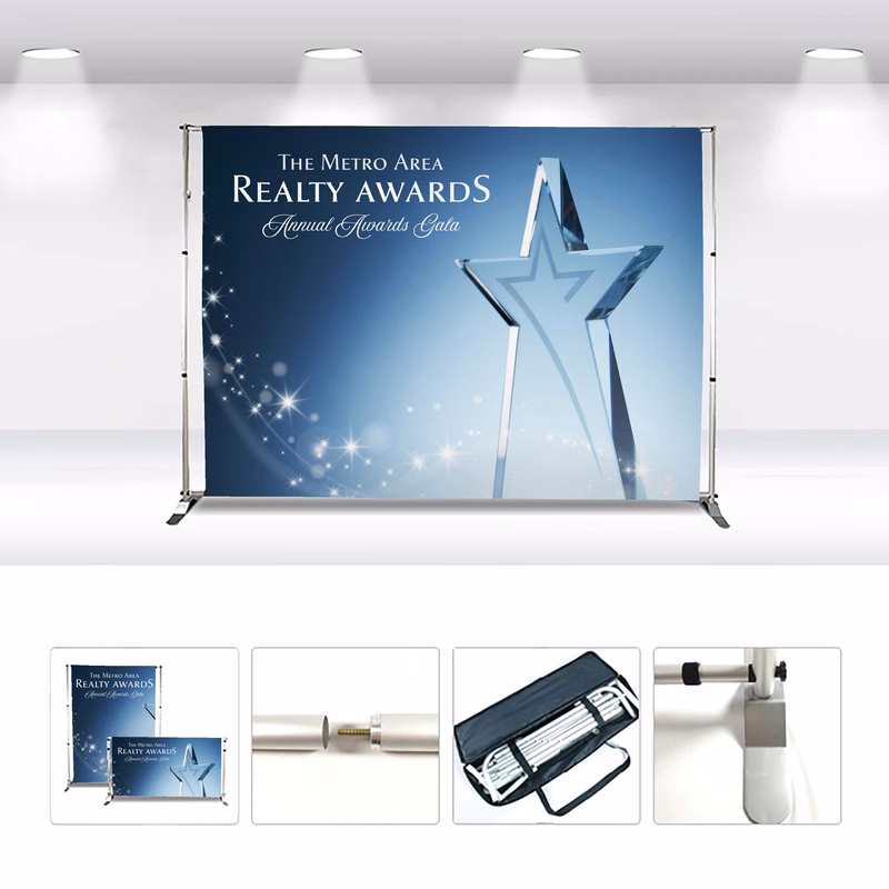 10 ft. x 8 ft. Backdrop Banner Stand w/Banner (DyeSub 1-Sided)