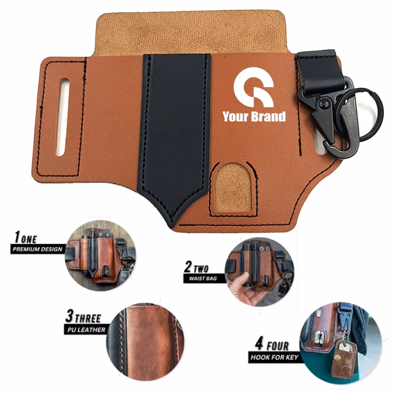 5 Pcs Durable Stylish Leather Multitool Belt Sheath