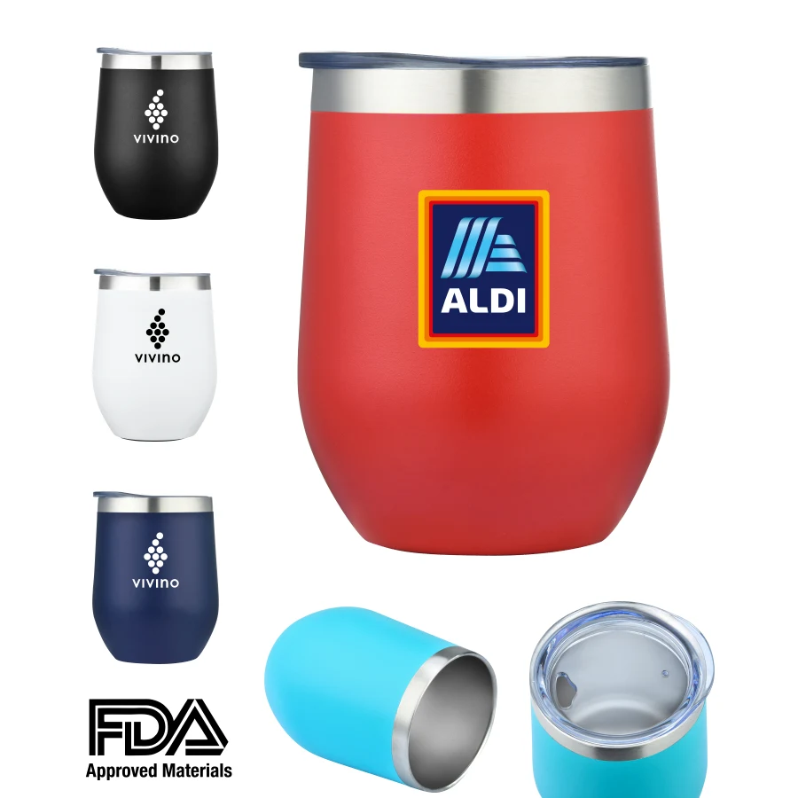 12 Oz. Double Wall Stainless Steel Wine Tumbler Vacuum Insulated 1