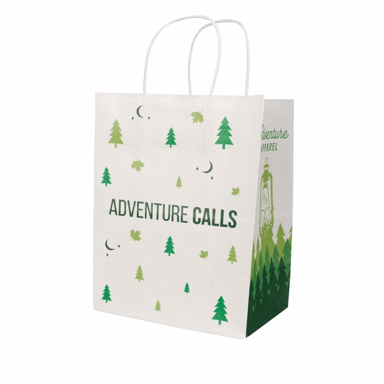 Full Color White Handle Shopper Paper Bags (8.5" x 10.25" x 5")