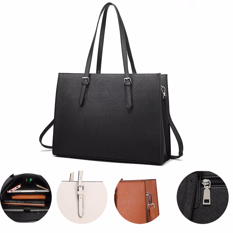 15.6 Inch Laptop Waterproof Leather Tote Bag