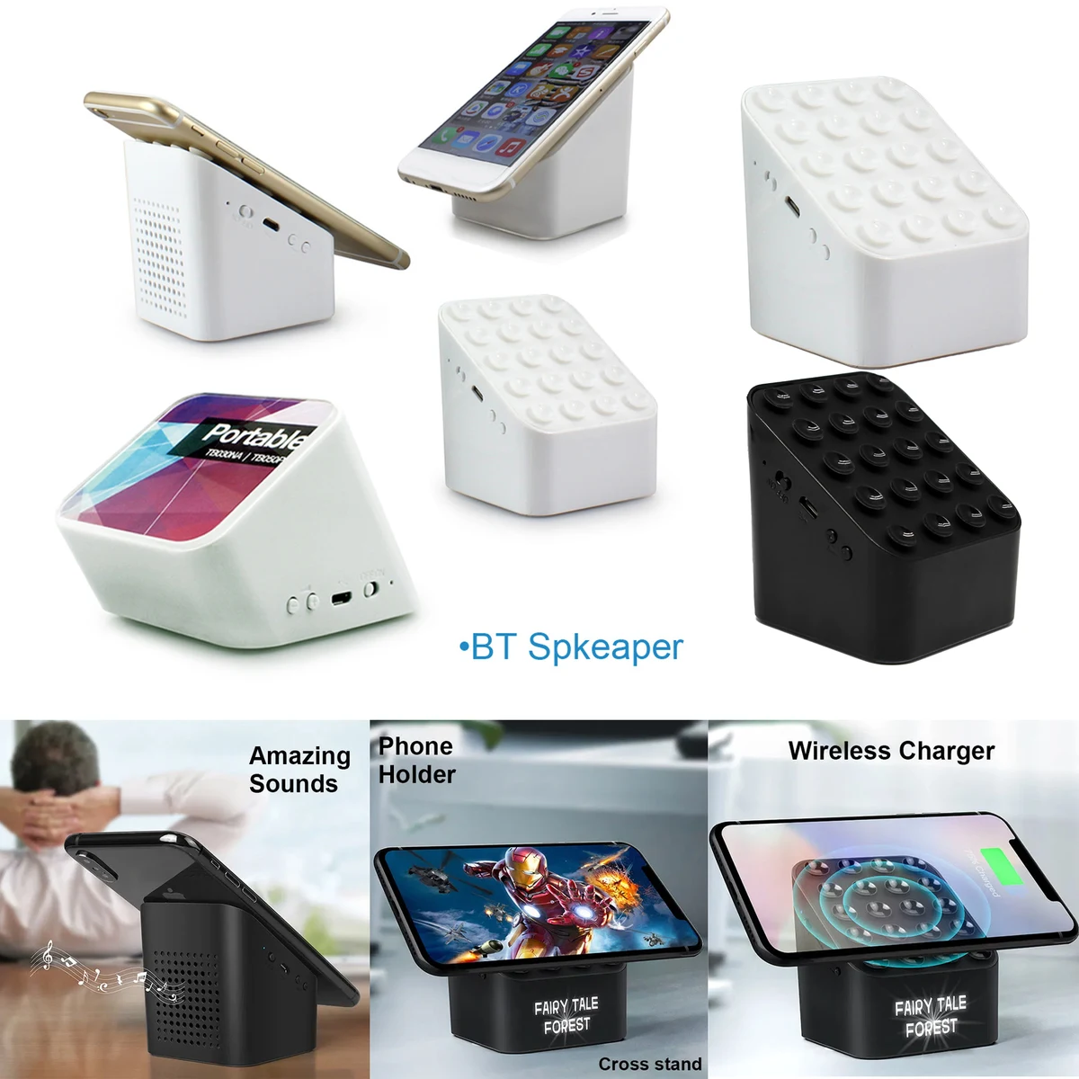 Phone Holder Bt Speaker Wireless Charger 1