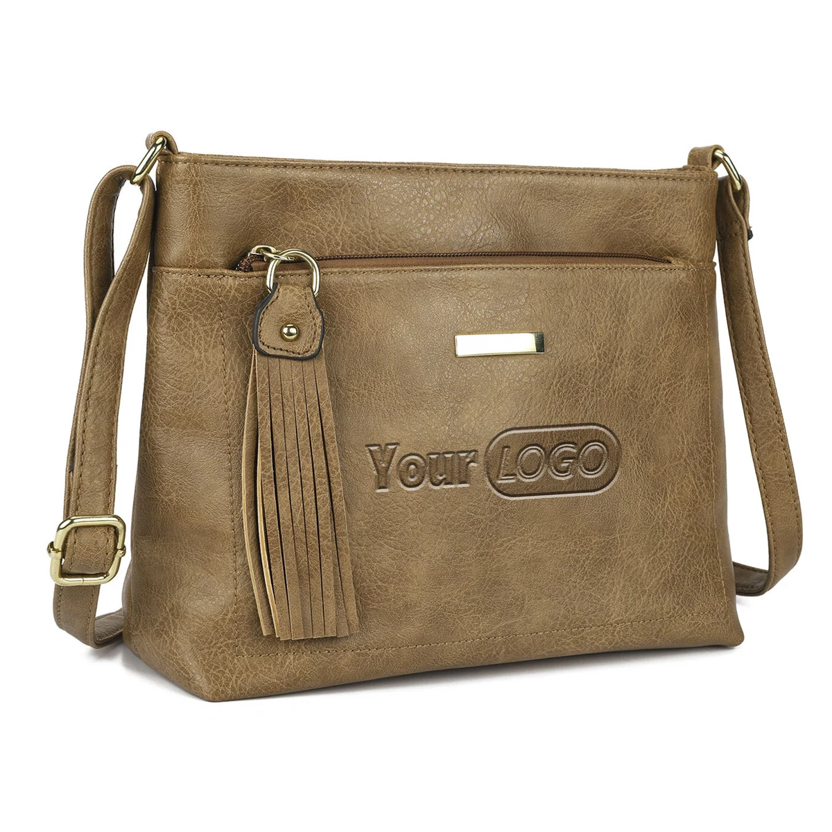 Pu Business commuting tassels Messenger Bag Brown Women 1