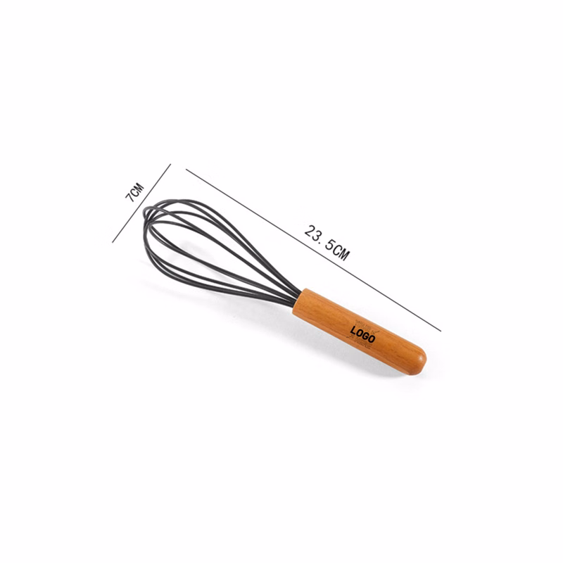 Hand-held silicone egg beater/Bamboo Handle