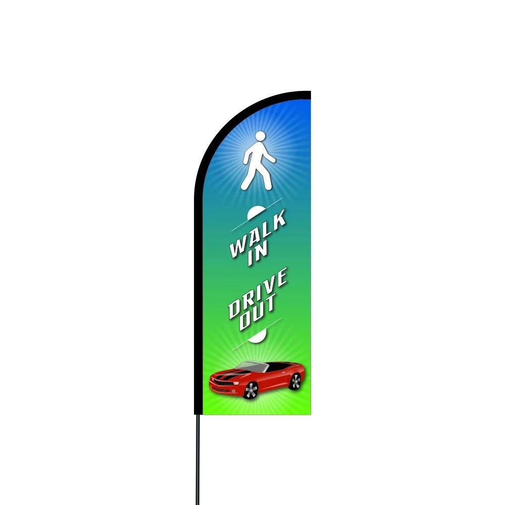 Walk In Drive Out 2 Flag Kit 11' Feet Feather Flag Sign Outdoor Banner 1