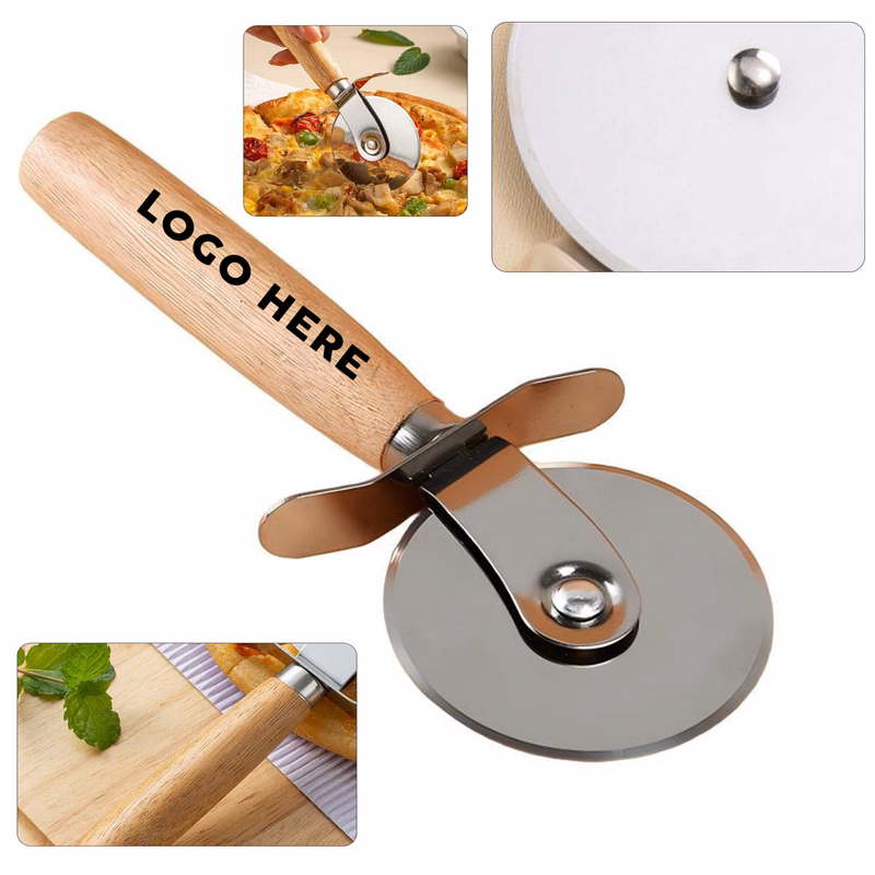 Wood?Handle Stainless Steel Pizza Cutter