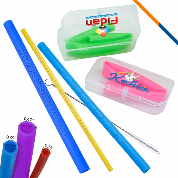 Custom Silicone Straw with EVA Magnet Package — Full-Color Eco-Friendly Beverage Promo