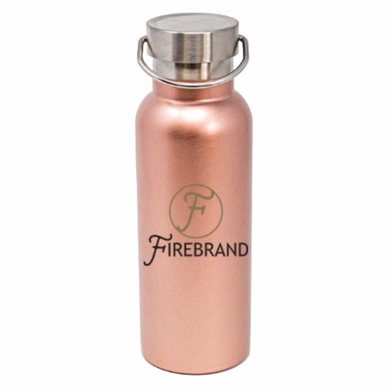 17 oz Caribe Matte Rose Gold Vacuum Insulated Steel Double Wall Bottle with Brushed Lid and Handle