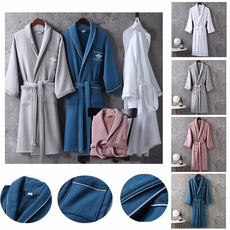 Waffle Weave Cotton Unisex Bathrobe with Belt