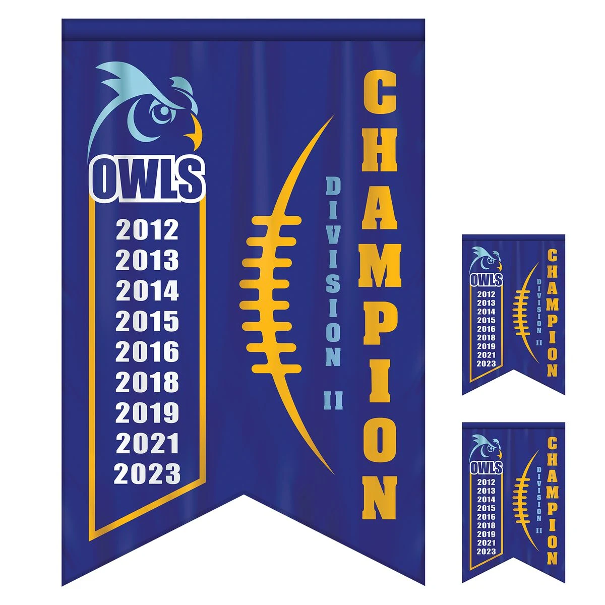 4' x 6' Championship Banner Double Sided Dove Tail Cut 1