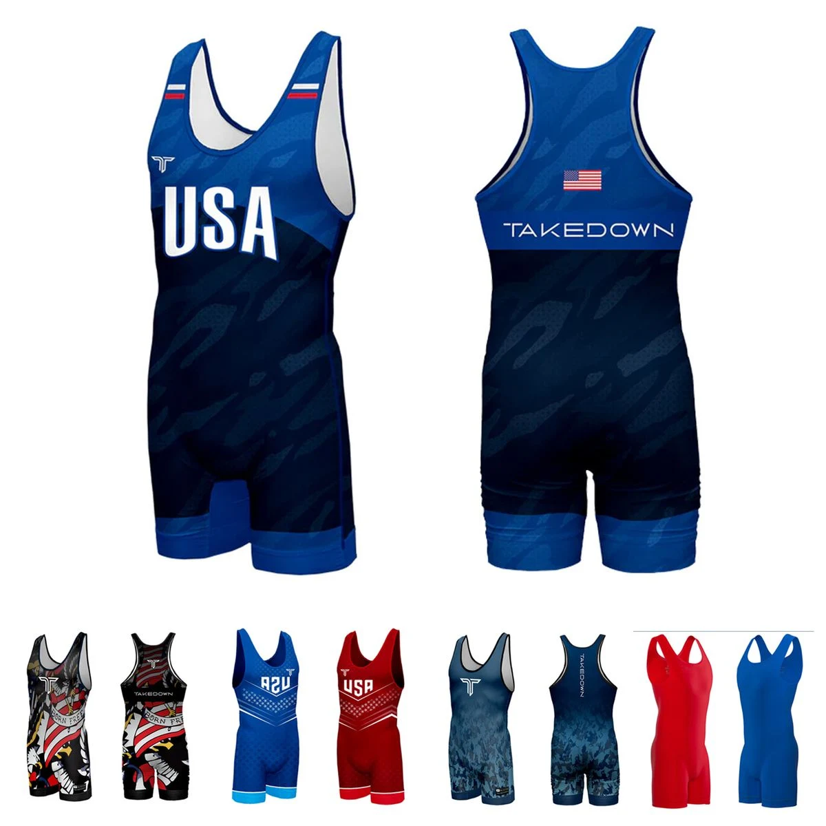 MOQ5 Sublimation One Piece Wrestling Weightlifting Singlet 1