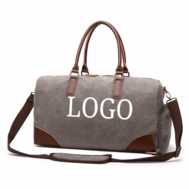 Canvas Travel Tote Bag Fitness Strap Shoe Compartment Design