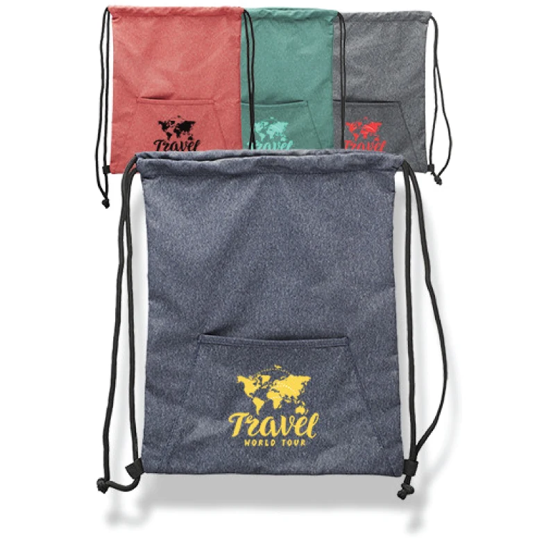 Heathered Drawstring Backpacks with Pocket 1