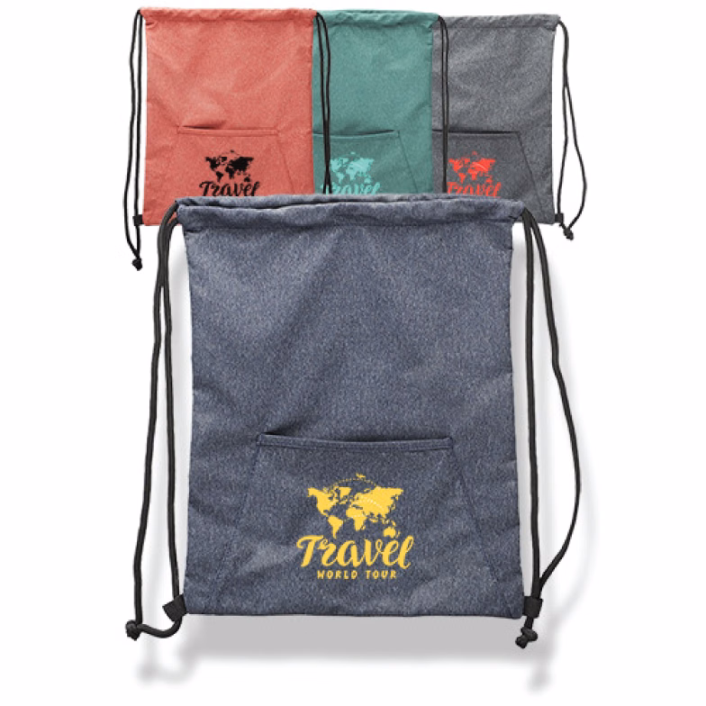Heathered Drawstring Backpacks with Pocket
