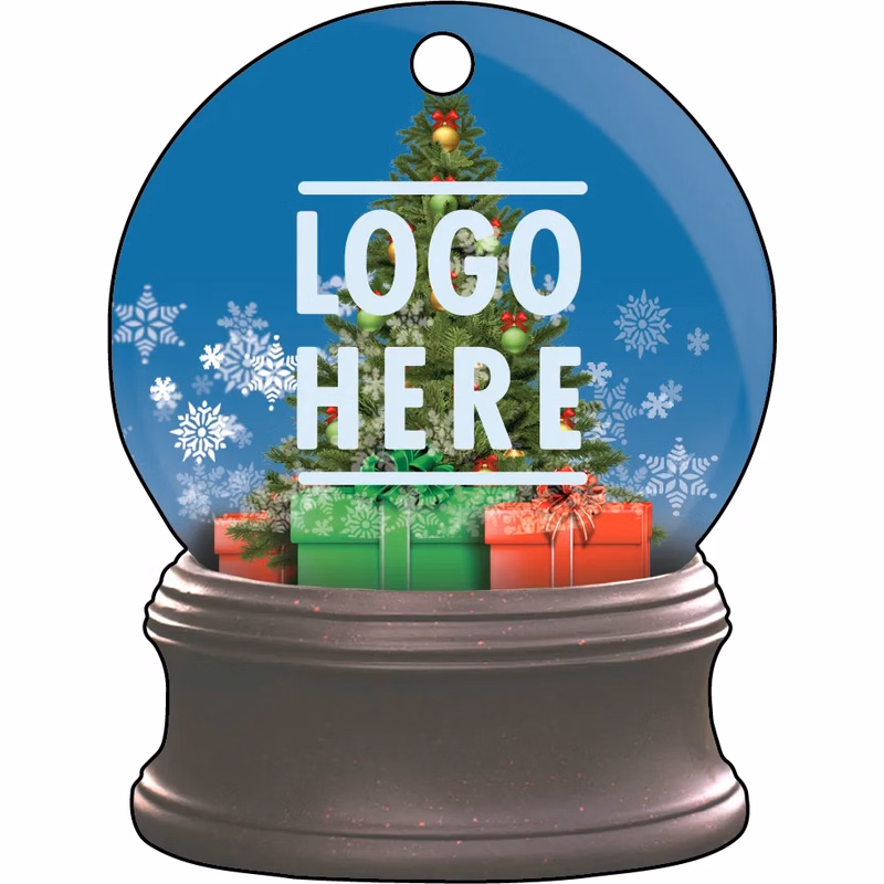 1/4" Recycled Wood Ornament-Snow Globe W/ Snowflake & Tree