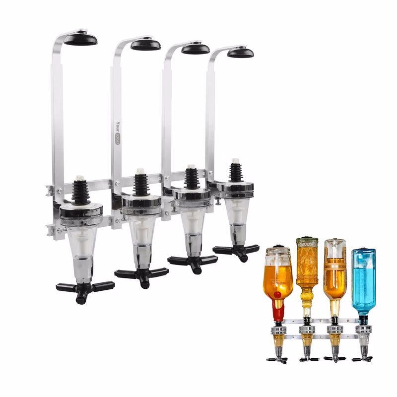 Wall Mounted Liquor Dispenser Aluminum Bracket 1-4 Bottles