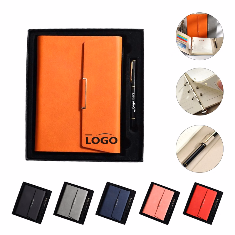 Premium Leather Folding Notebook Pen Set