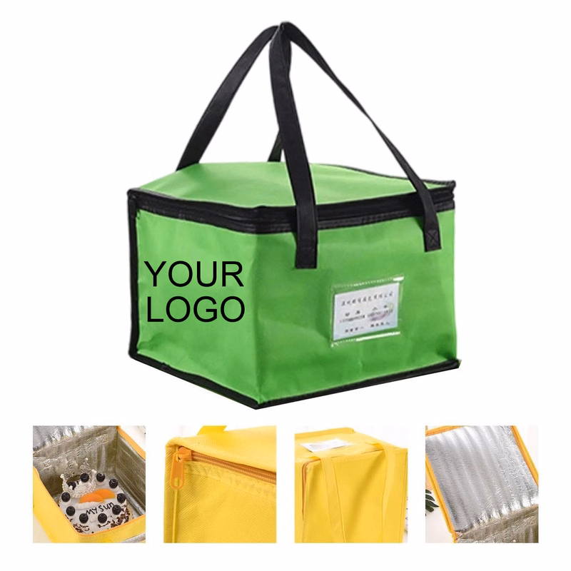 11" x 11" x 7.1" Insulated Lunch Bag with Front Pocket and Custom Imprint