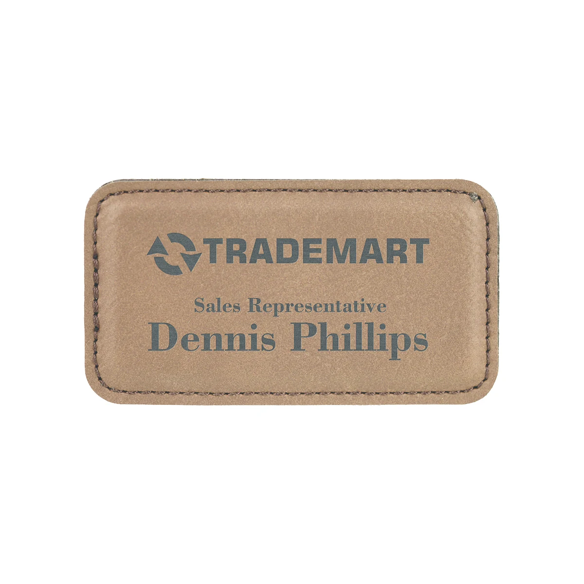 3 1/4" x 1 3/4" Dark Brown Leatherette Badge w/ Magnet 1