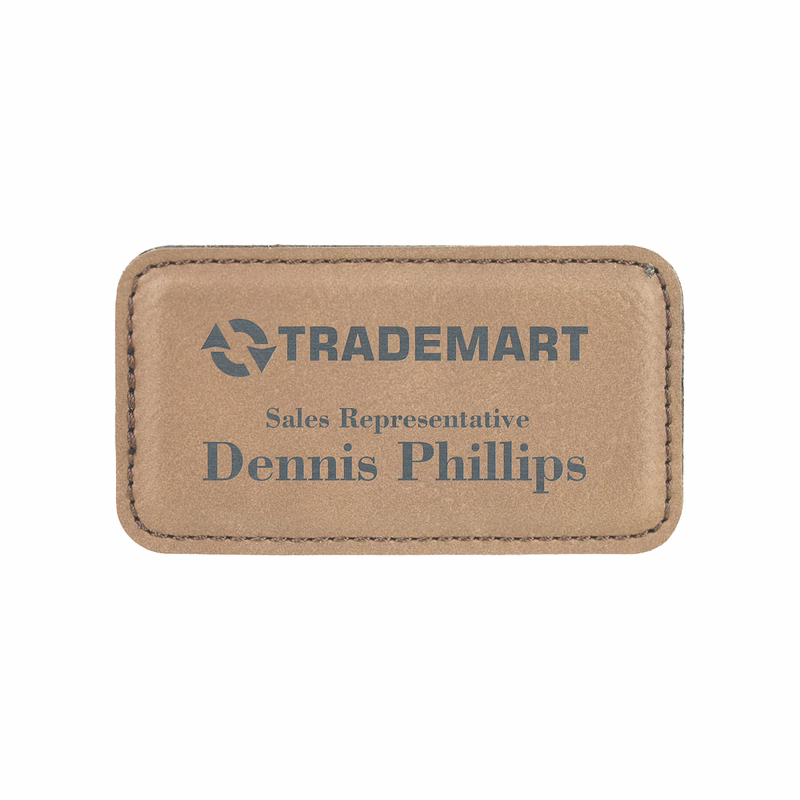 3 1/4" x 1 3/4" Dark Brown Leatherette Badge w/ Magnet