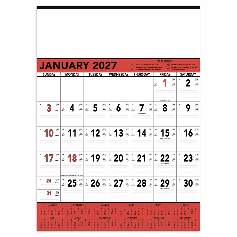 Triumph® Calendars Red & Black Contractor Memo Calendar