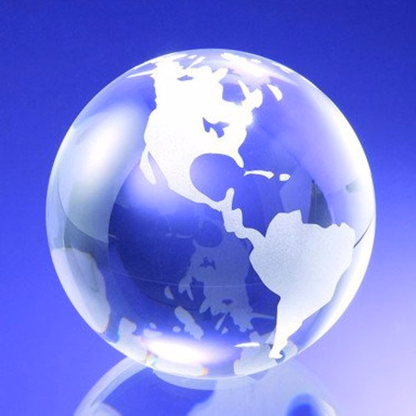 Optical Crystal Globe Paperweight with flat bottom