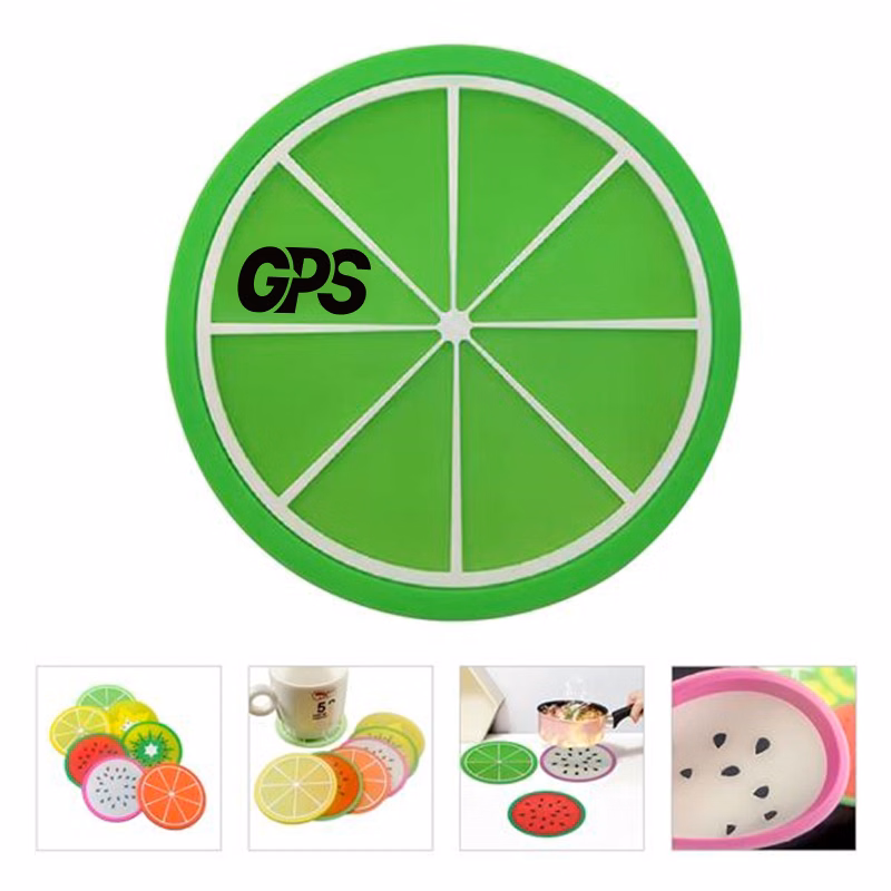 3 3/8 " Colorful Fruit Silicone Drinks Coasters