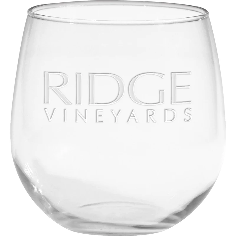 16.75 oz. Stemless Red Wine Glass - Deep Etched 1