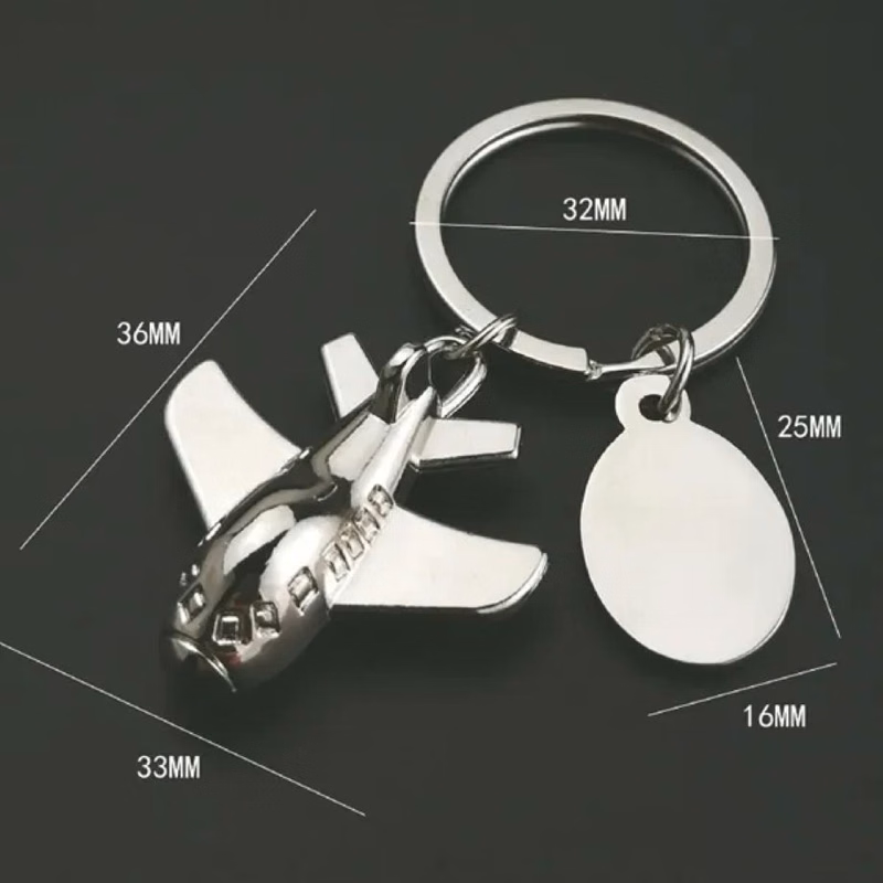 Air Plane Shaped Key Chain with Tag Oval Data Plate