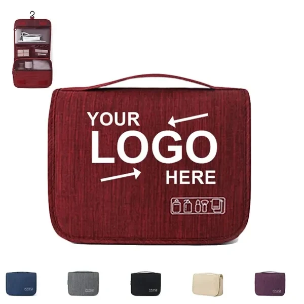 Custom Polyester Makeup Organizer with Dry Wet Separation — Toiletry Travel Tote Bag 1