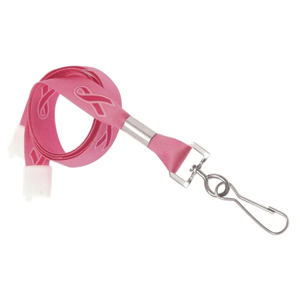 5/8" Pink Breast Cancer Awareness Ribbon Lanyard 1