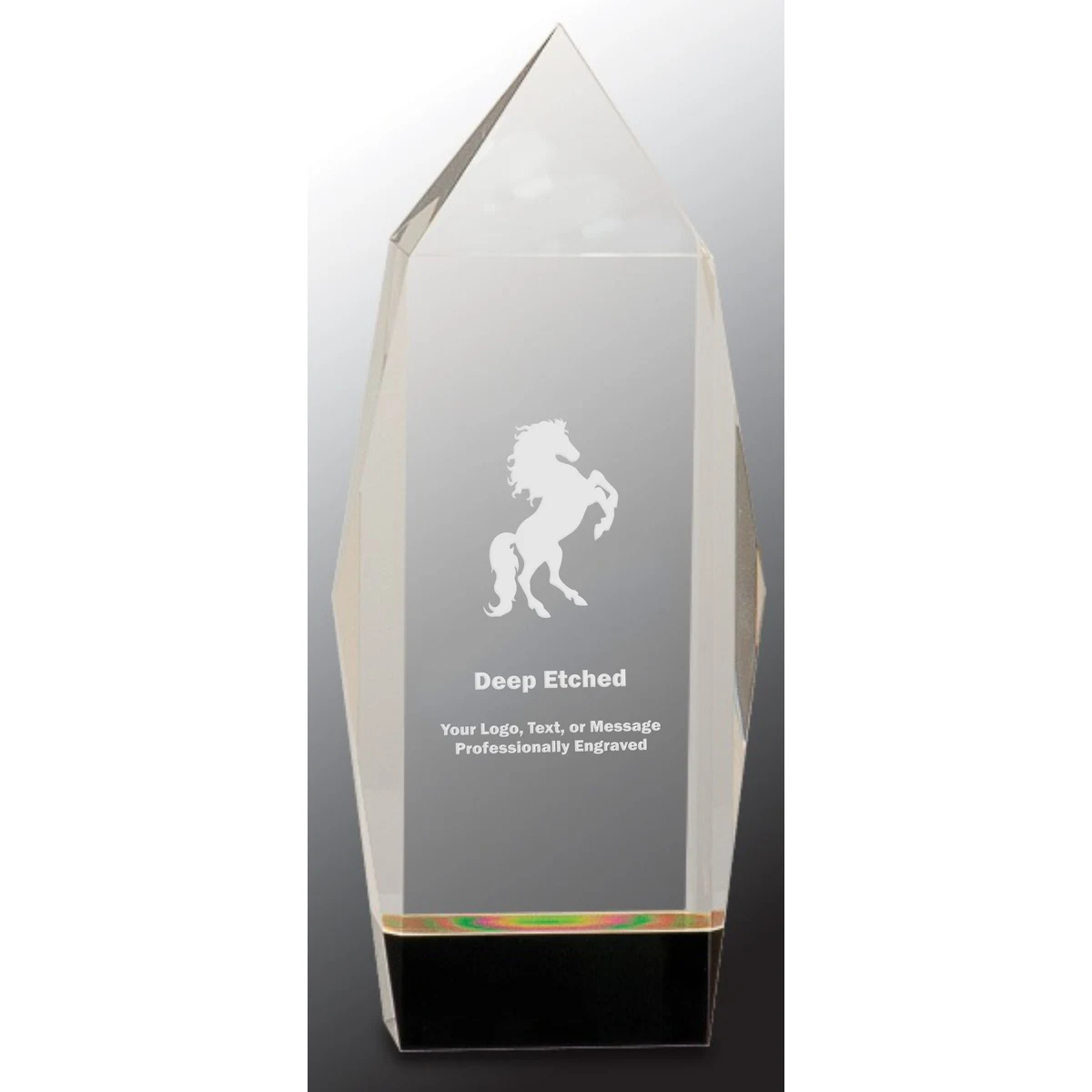 8 3/4" Clear Crystal Facet Rectangle Award on Black Base 1