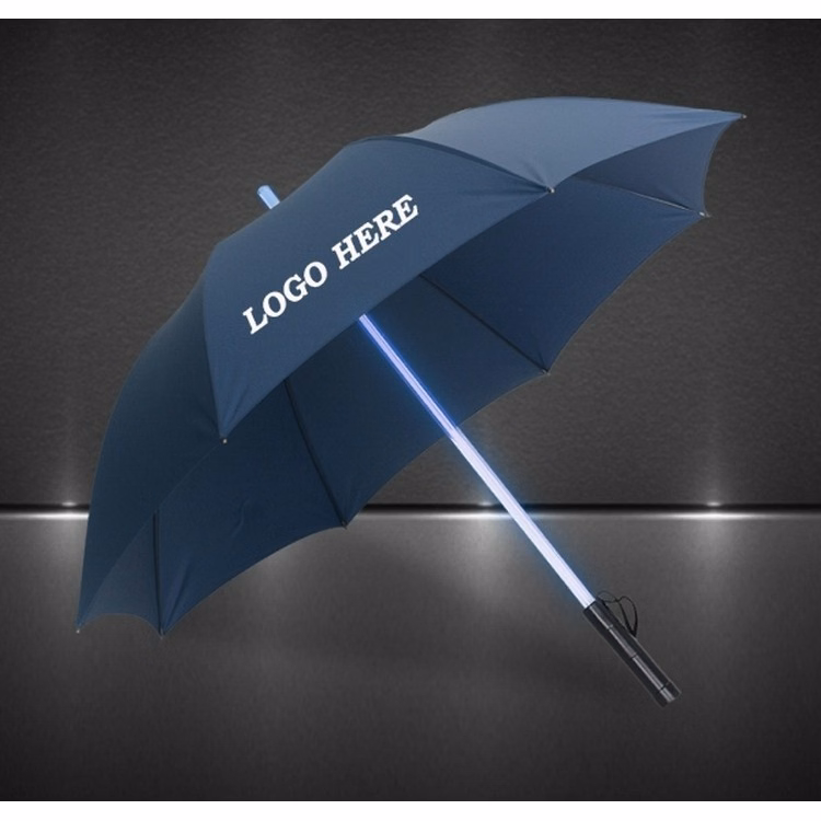 Lighted Shaft Umbrella With Flashlight