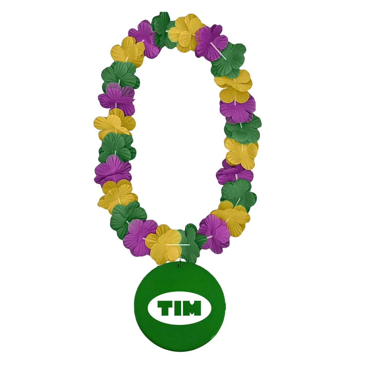 Purple Green & Gold Flower Lei Necklace 1