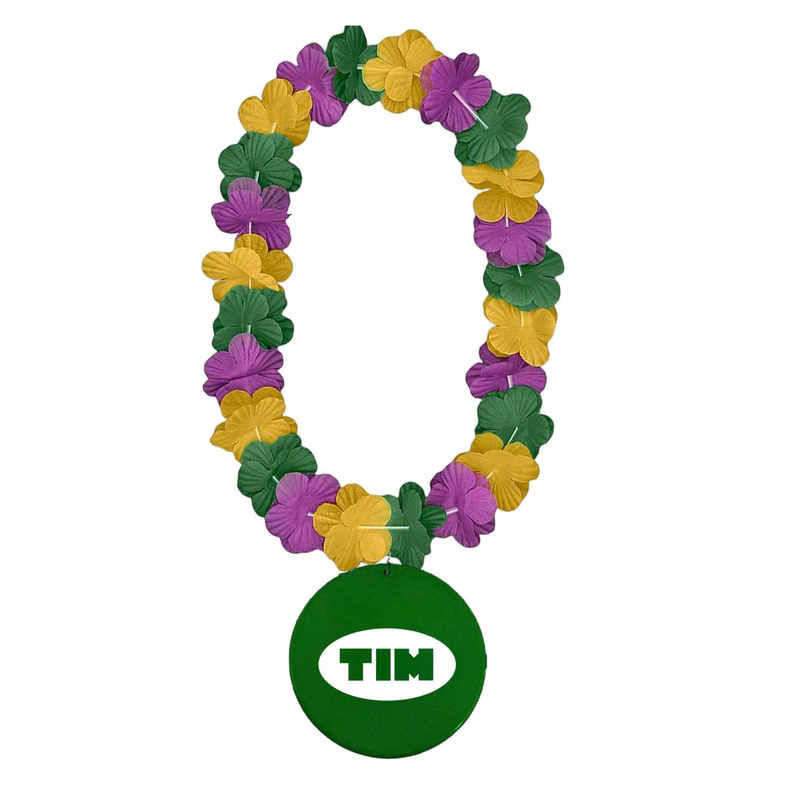 Purple Green & Gold Flower Lei Necklace