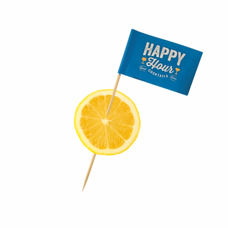 4.75 Inch Bulk Custom Toothpick Flags - Rectangle Medium - 2" x 1.25"