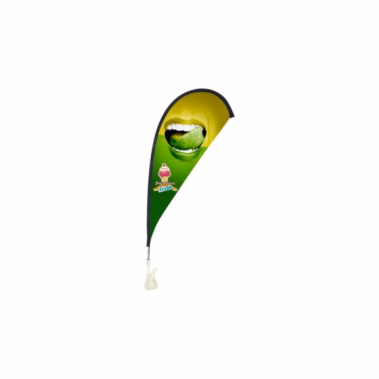 12"x24" Teardrop Mini Flag - Clip Base - 2 Side Imprint