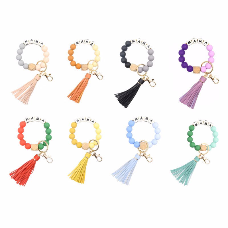 Silicone Beaded Bracelet Key Chain