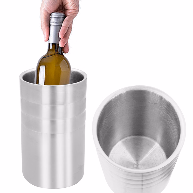 Double-walled stainless steel wine holder