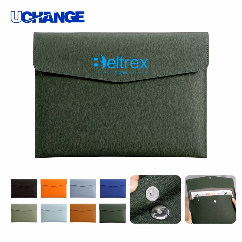 A4 PU Leather Document Bag Organizer with Magnetic Buckle